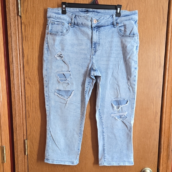 Maurices Denim - Maurices Blue Ankle Cropped Distressed Jeans